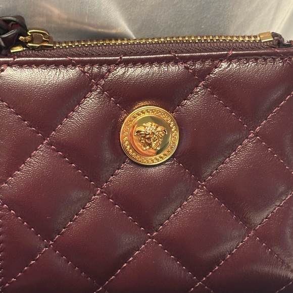 Versace Burgundy Quilted Wallet with Gold Medusa - Picture 2 of 11